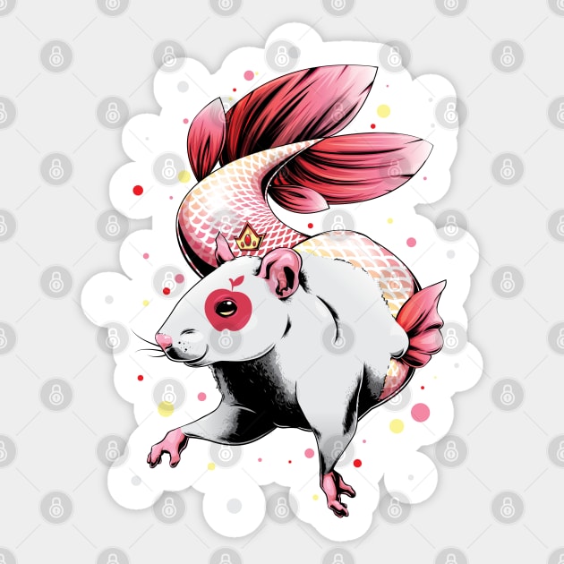 Mer-Rat - Mermaid Rat Sticker by redappletees